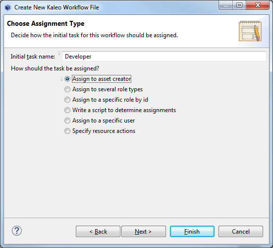Figure 4: When choosing an assignment type for a task node, you are given multiple options.