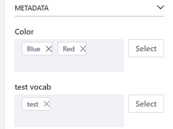 Figure 3: Vocabularies have their own entries, making it easy to select available categories.