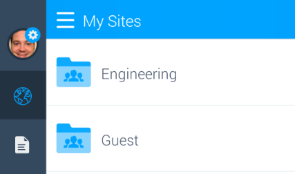 Figure 5.28: Tapping the title bar at the top of My Sites or My Documents opens the main Sync panels compact view.
