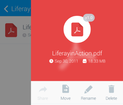 Figure 5.32: The badge on the files icon shows the files version in the portal. You can also share files that youve downloaded.