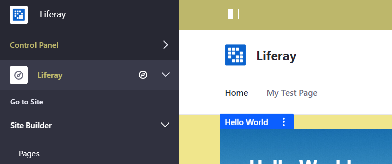 Figure 1: Your Liferay DXP pages and menu fonts now have a yellow tint.