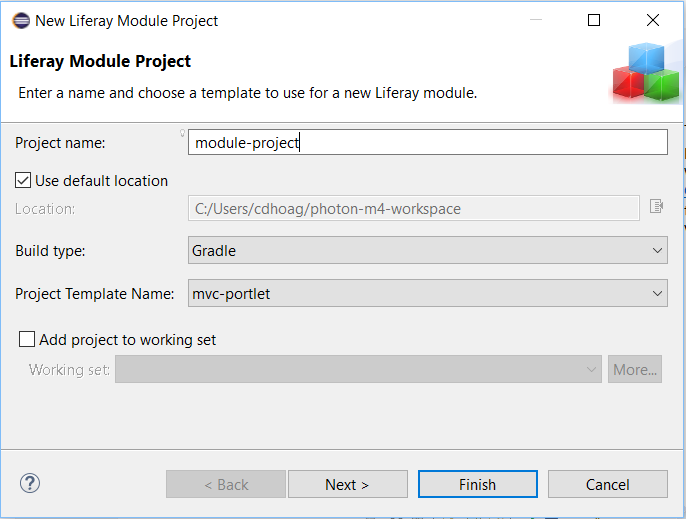 Figure 1: When selecting New → Liferay Module Project, a Module Project Wizard appears.
