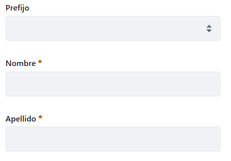 Figure 2: The Spanish user name settings omit the suffix and middle name fields.