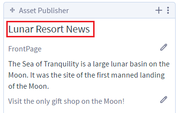 Figure 1: To illustrate using a custom title, the Asset Publishers default title has been replaced with a more appropriate heading.
