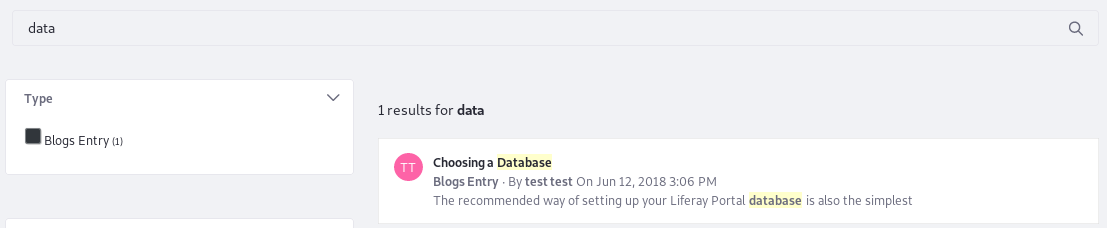 図4：* data を検索すると、 database *も返されます。