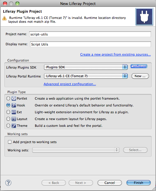 Figure 18.1: Creating a new utilities project is easy if you use Liferay IDE
or Liferay Developer Studio.