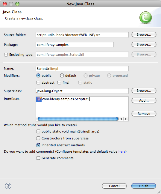 Figure 18.3: Create a new Java Class that implements the interface you created
earlier.