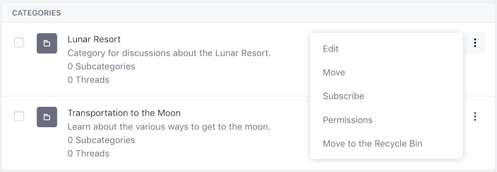 Figure 2: Categories help you organize threads so users can find topical threads that interest them.