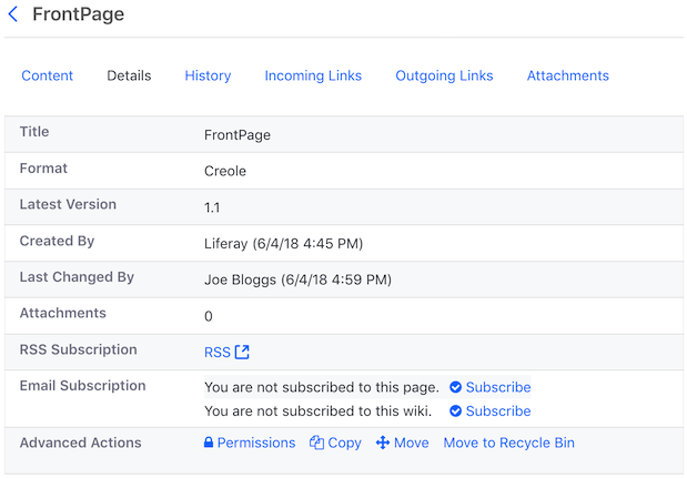 Figure 2: The wiki pages details.
