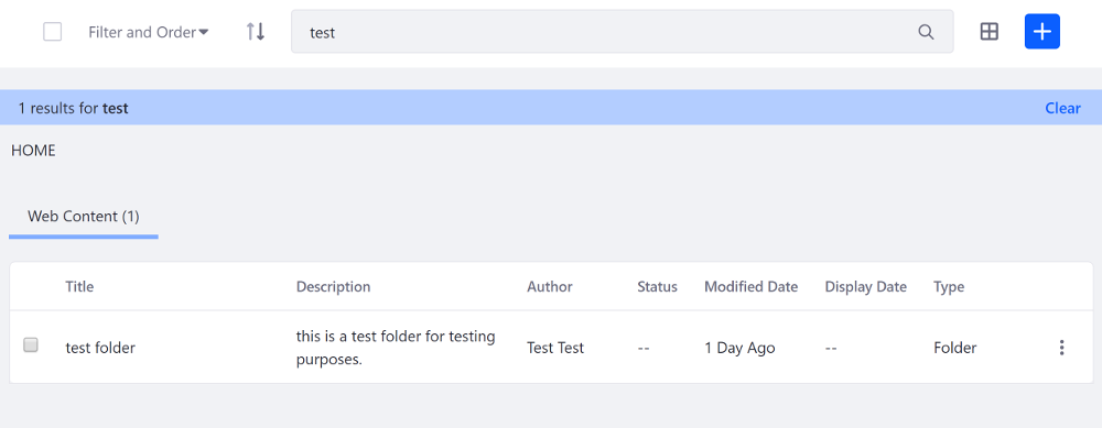 Figure 5: The search form comprises most of the Management Toolbar, letting users search through the search container results.