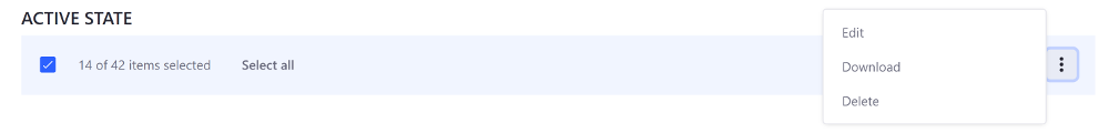 Figure 2: Actions are also listed in the Management Toolbars dropdown menu when an item, multiple items, or the master checkbox is checked.