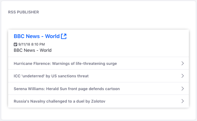 図1：RSS Publisherウィジェットでは、選択したRSSフィードを表示できます。