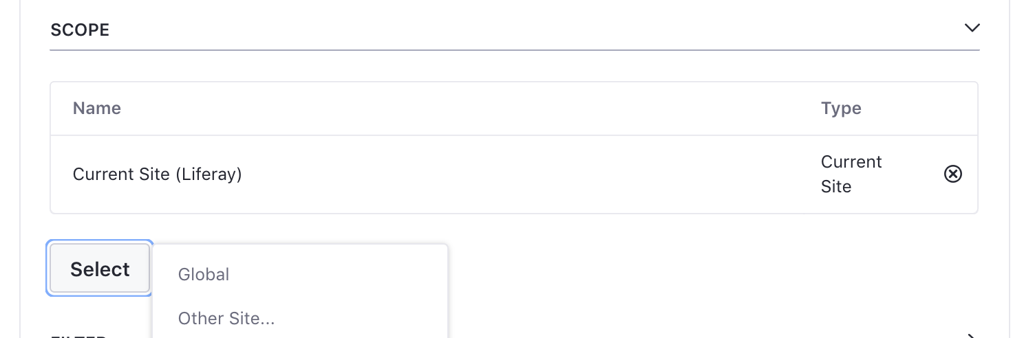 Figure 1: Selecting assets in the Asset Publisher manually is similar to selecting assets in the Web Content Display application except that you can select assets of any type, not just web content. You can also add scopes to expand the list of assets that are available to be displayed in the Asset Publisher.