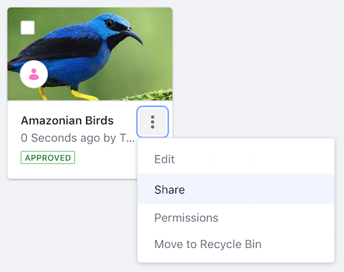 Figure 3: You can share a blog entry via its Actions menu.