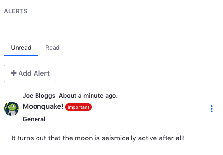 Figure 1: The Alerts widget provides administrators with an easy way to communicate important information to appropriate groups of users.