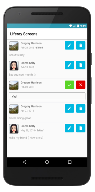 Figure 1: Comment List Screenlet using the Default View.