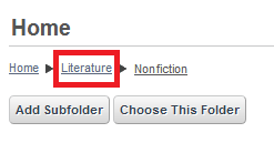 Figure 12.6: To move a link up to a higher-level folder, choose the appropriate folder from the breadcrumbs in the Select view.