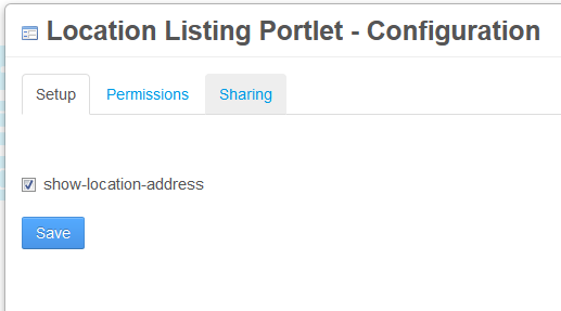 Figure 1: Portlet preferences, such as this portlets checkbox for showing location addresses, let you customize your portlet in many different ways.