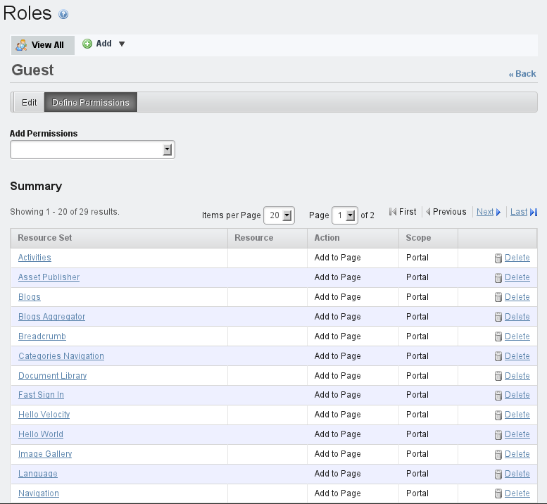 Figure 15.10: Defining Permissions on a Role