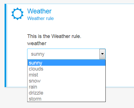 Figure 3: This example rule uses a select drop-down box.