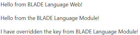 Figure 2: The Language Web portlet displays three phrases, two of which are shared from a different module.