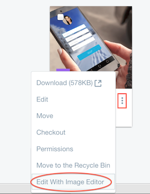 Figure 1: You can access the image editor through the Documents and Media repository.