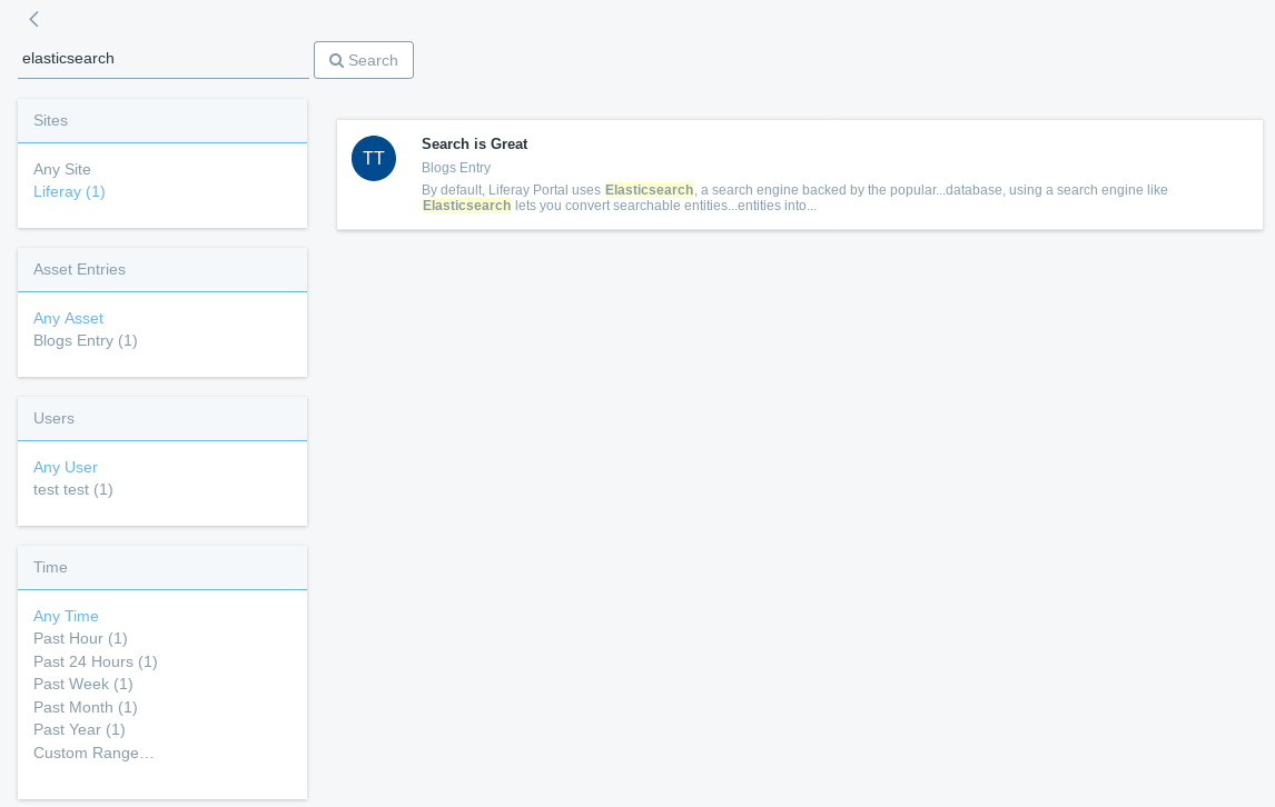 Figure 3: Theres a search bar embedded on all Liferay DXP pages by default.