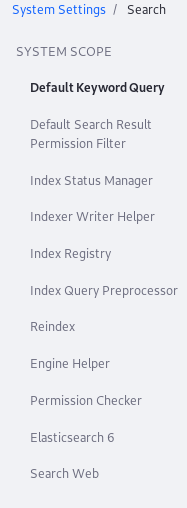 Figure 1: There are numerous system scoped entries for search in System Settings.