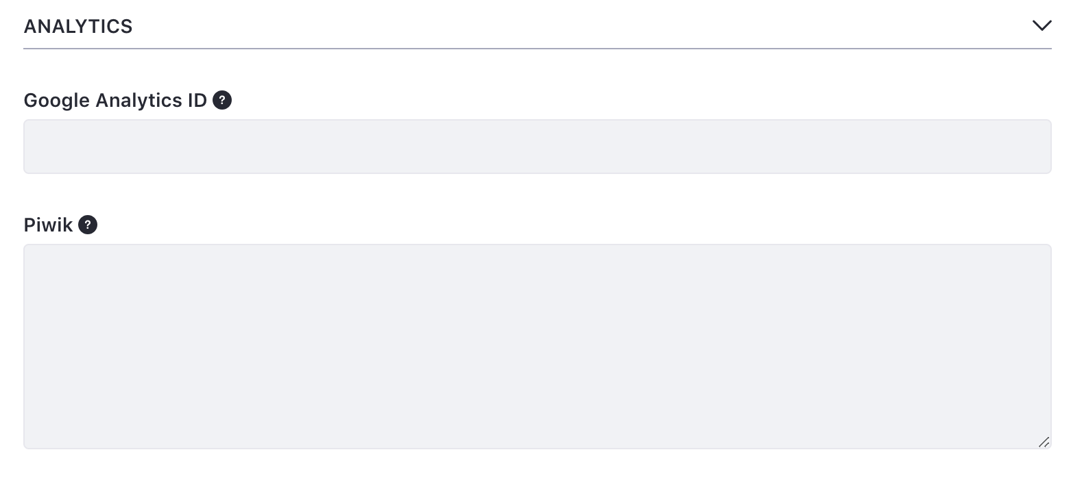 Figure 1: To set up Google Analytics: sign up, receive an ID, and then enter it into the Google Analytics ID field.