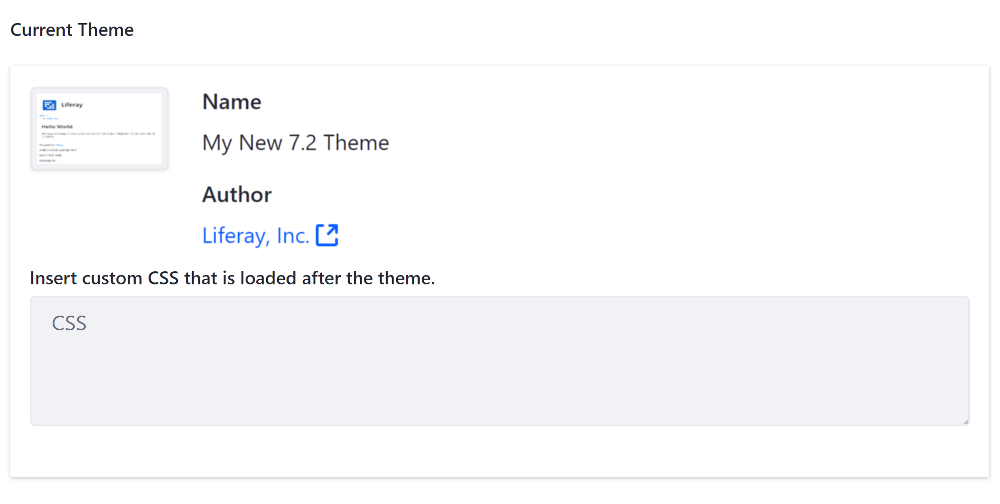 Figure 2: Your theme thumbnail is displayed with the rest of the available themes.