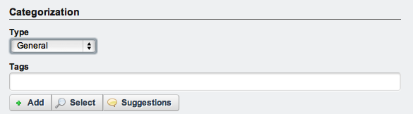 Figure 5.1: Tagging and categorizing content can be done at the same time you
create it.