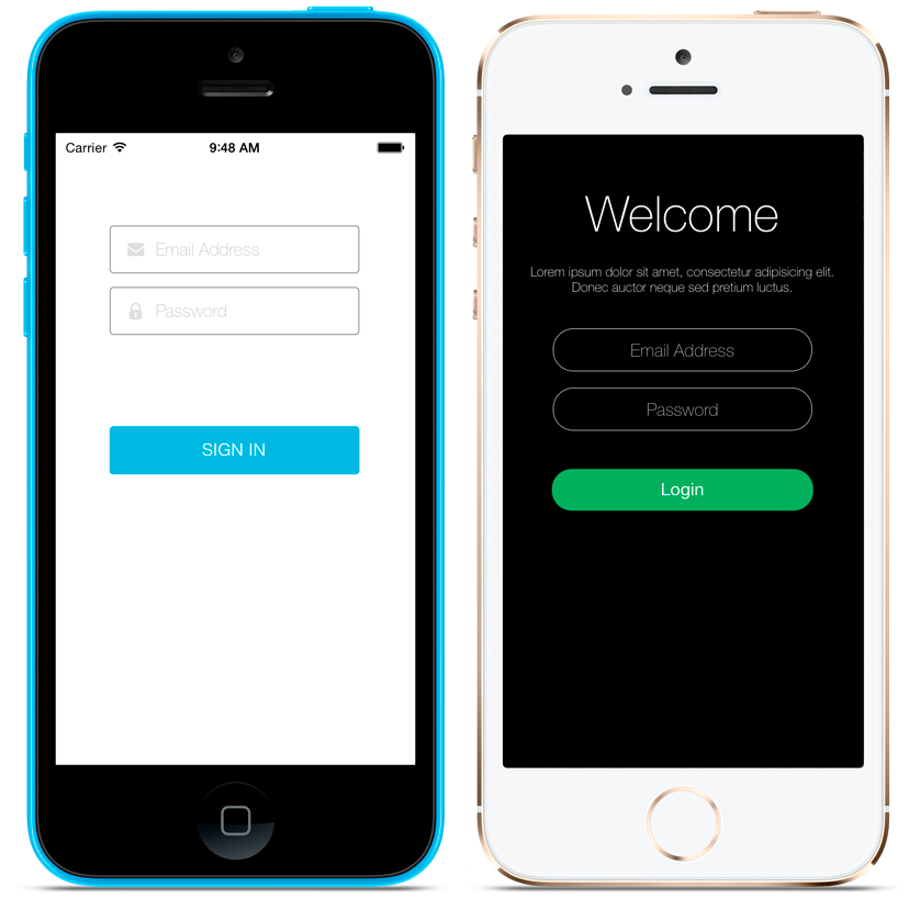The Login Screenlet using the Default (left) and Flat7 (right) Themes.