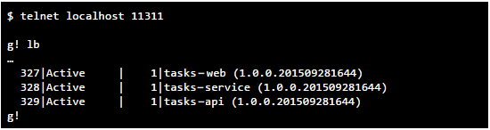 図1：Gogo shell promptでLiferayインスタンスに接続したら、lbを実行して、変換された新しいモジュールを一覧表示します。