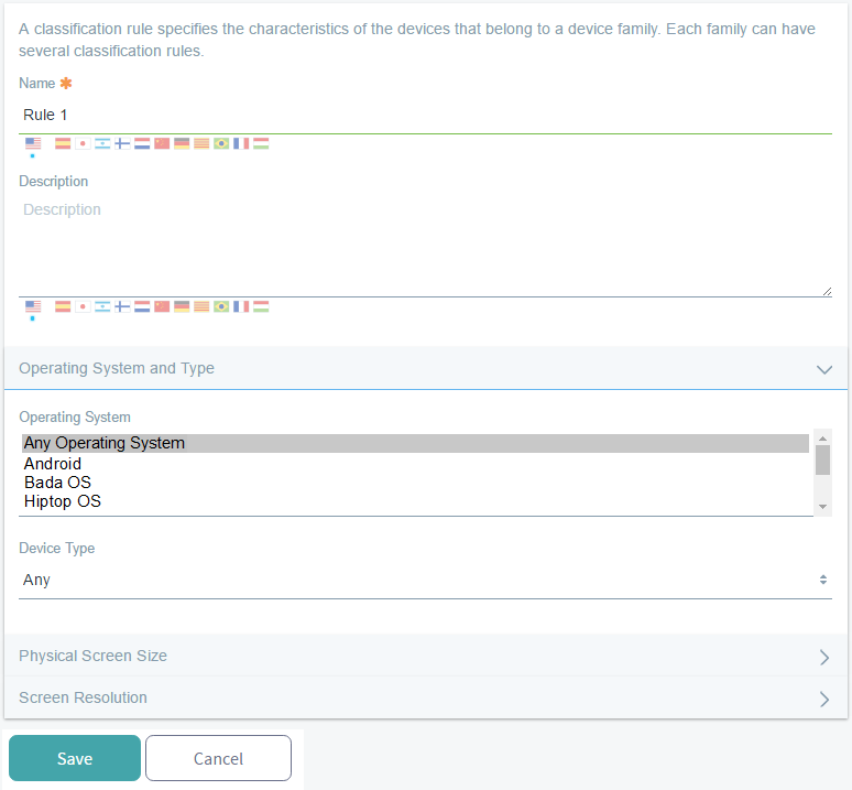 Figure 2: Select the operating system and device type for your rule.