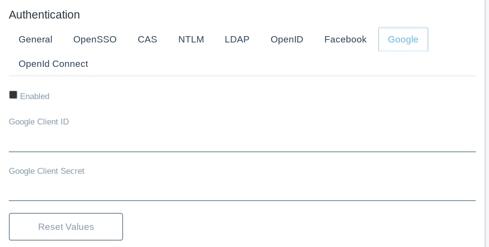 Figure 8: Some Instance Settings entries have a Reset Values button so you can safely revert your configuration changes, falling back to the System Settings defaults.
