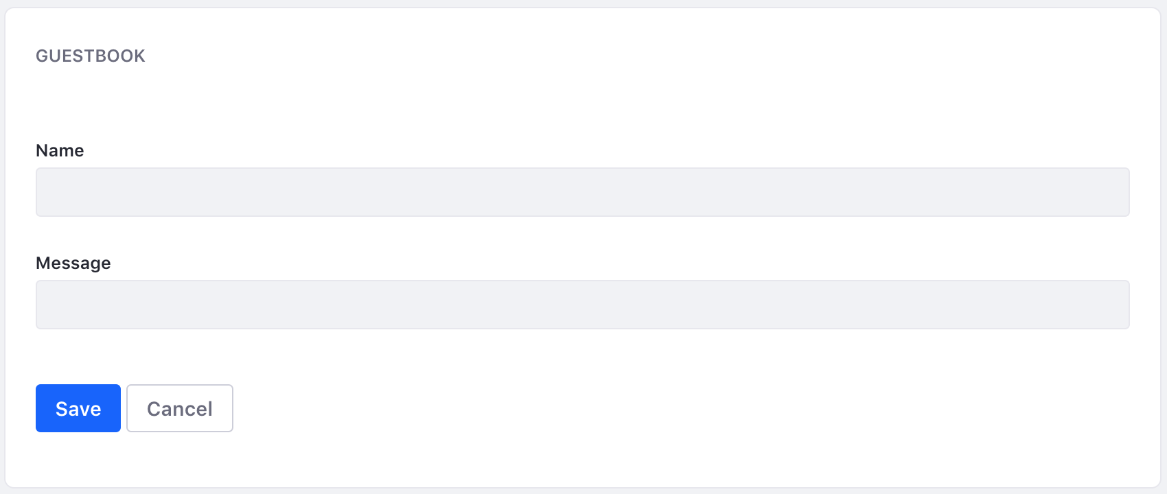 Figure 1: This is the Guestbook applications form for adding entries.