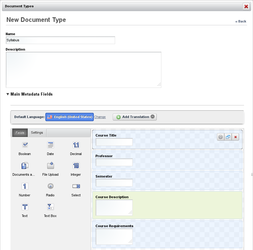 Figure 4.4: Adding a New Document Type