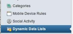 Figure 9.1: Data Lists in the control
panel.
