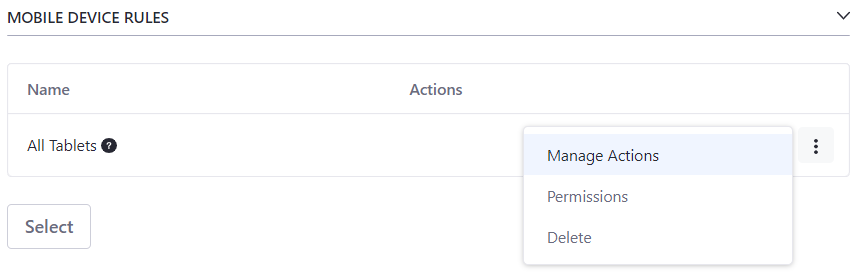 Figure 1: Getting to the Manage Actions page.