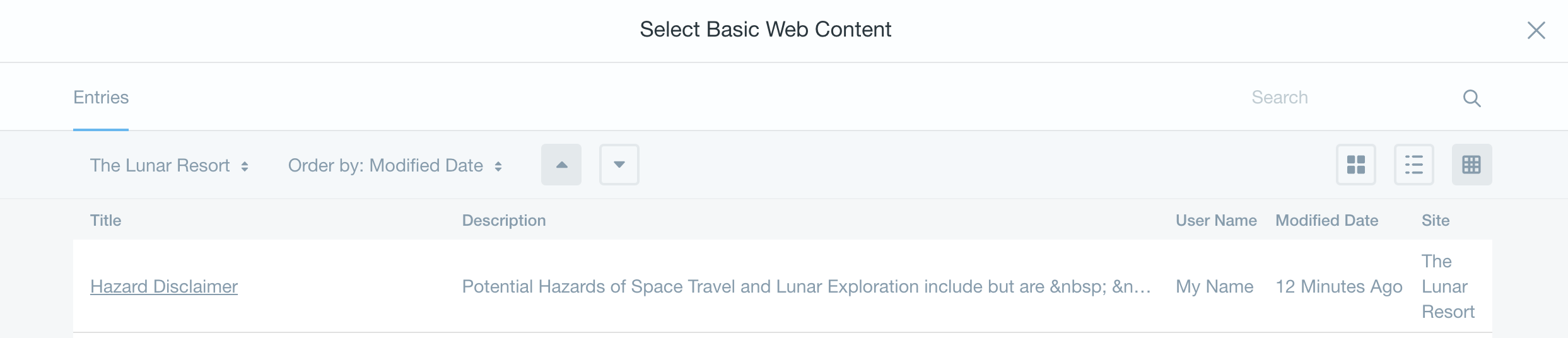 Figure 1: Selecting individual content for display.