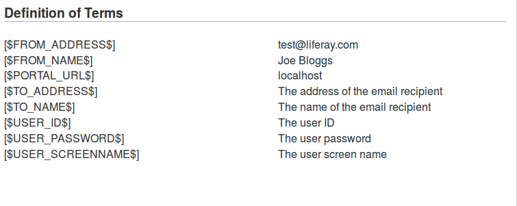 Figure 5: There are some handy variables available for use in email templates.