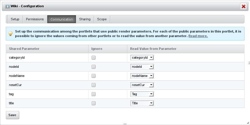 Figure 7.27: Communication Tab of the Wiki
Portlet