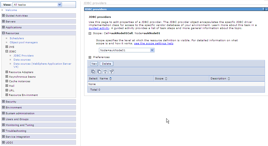 Figure 14.54: WebSphere JDBC providers