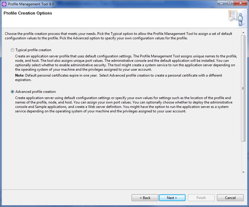Figure 14.48: Choose the Advanced profile option to specify your own settings.