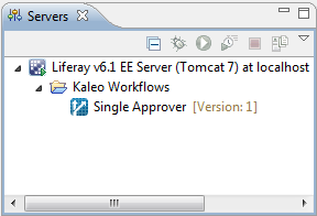 Figure 10.18: In Studios Servers view, your servers Kaleo Workflows folder shows workflows published on your portal.