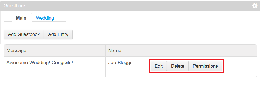 Figure 1: In this learning path, youll add the Edit, Permissions, and Delete buttons for your Entry entities.
