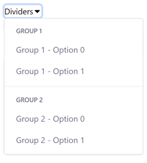 Figure 2: You can organize dropdown menu items into groups.