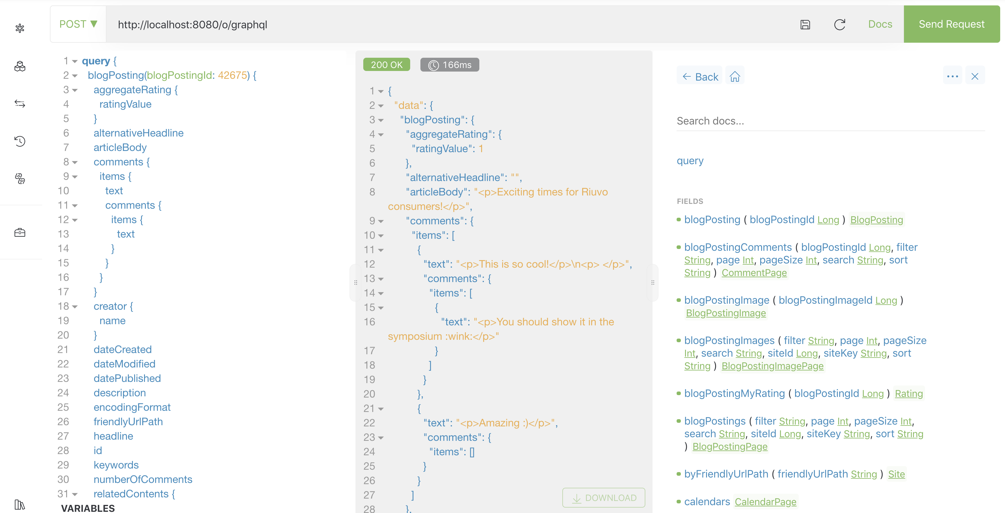 Figure 1: GraphQL APIs can be browsed in Altair.