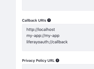 Figure 1: Enter the redirect URI in the portals OAuth 2 application you want to use.