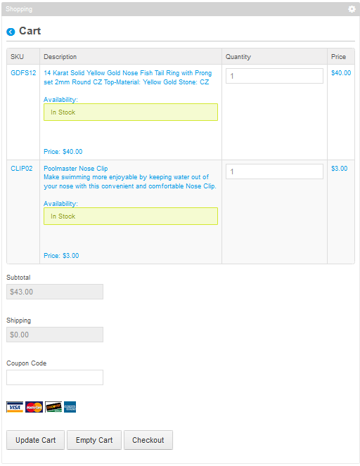 Figure 14.17: The shopping cart gives a preview of the items youd like to buy.